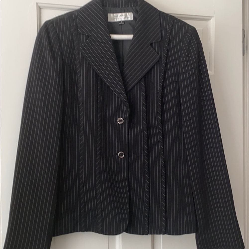 Tahari Black/White Pinstripe Suit